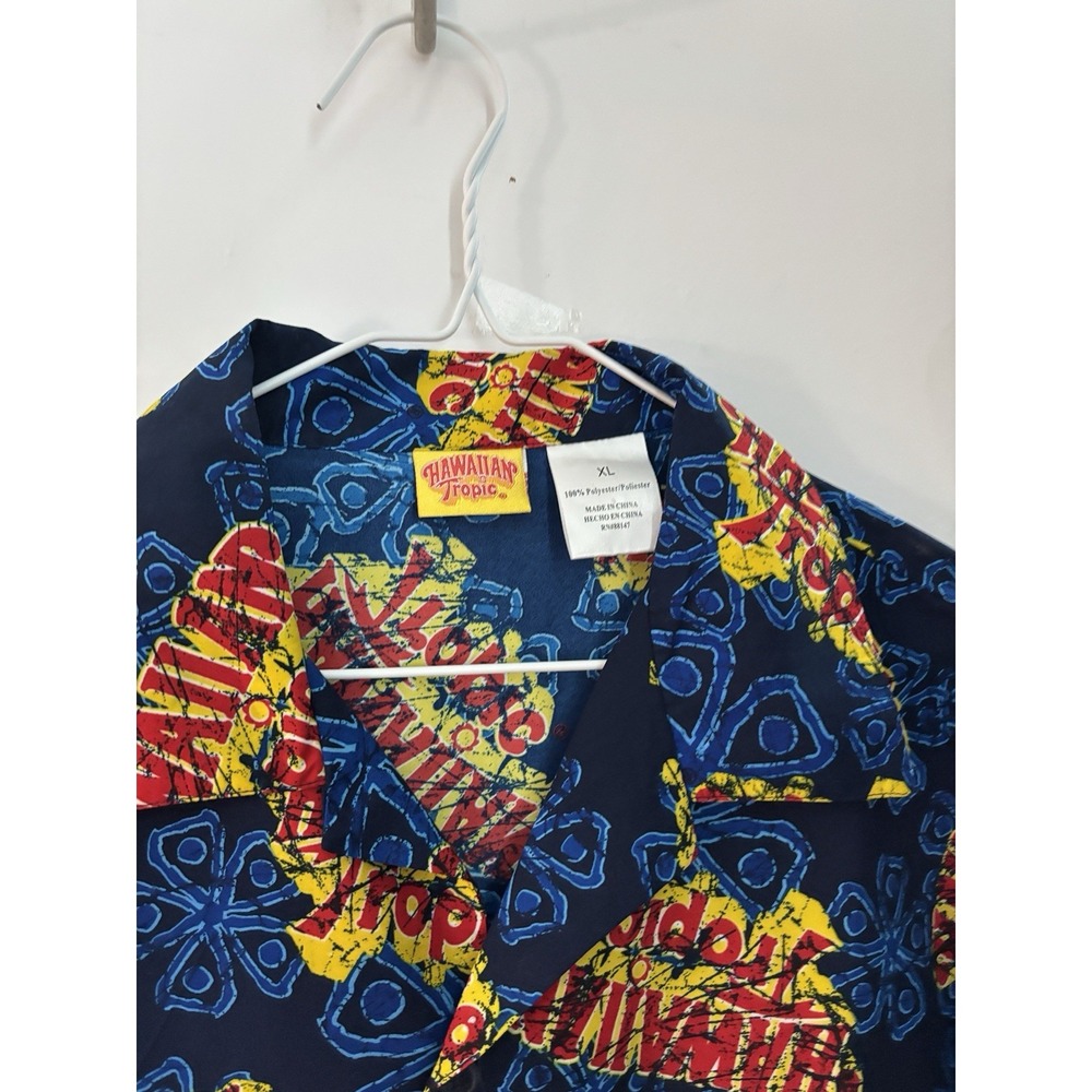 Hawaiian Tropic Men Hawaiian Camp Shirt XL Aloha Suntan Lotion Beachy - Picture 3 of 4